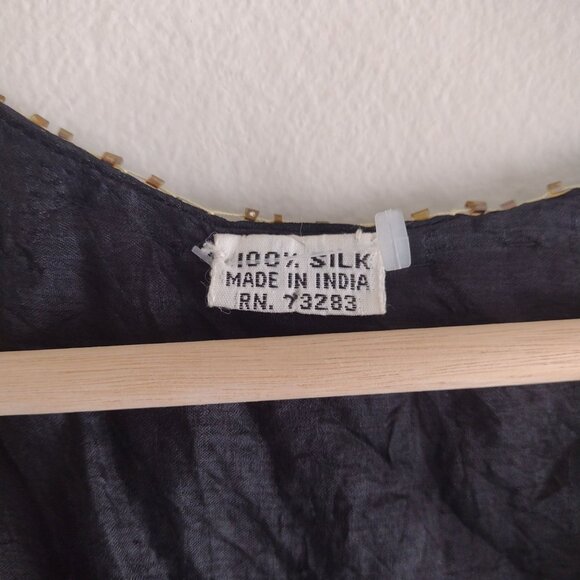 Vintage Butterfly Silk Blouse S M L Gold Red Sequin Fun Disco Going Out Top - Picture 2 of 9